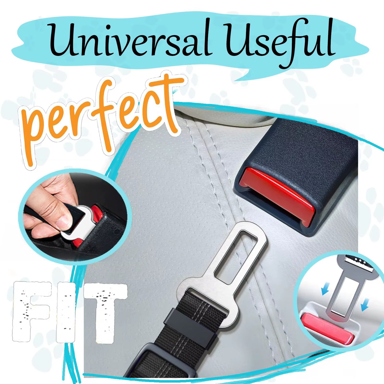 Adjustable and Heavy Duty Dog Car Seat Belt - Striped Nylon Large Dog Traction Rope for Car Rides