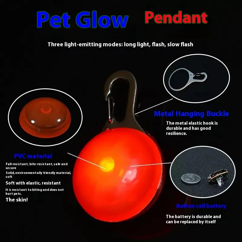 1 Led Luminous Dog Cat Collar Glowing Pendant Pet Leads Glow Accessories Bright Necklace Luminous Collar Night Safety Decoration